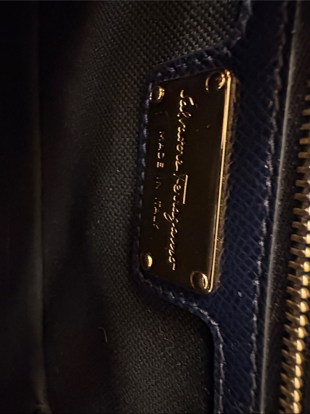 Salvatore Ferragamo Black Textured Leather Shoulder Bag with Gold Hardware - Picture 4 of 12